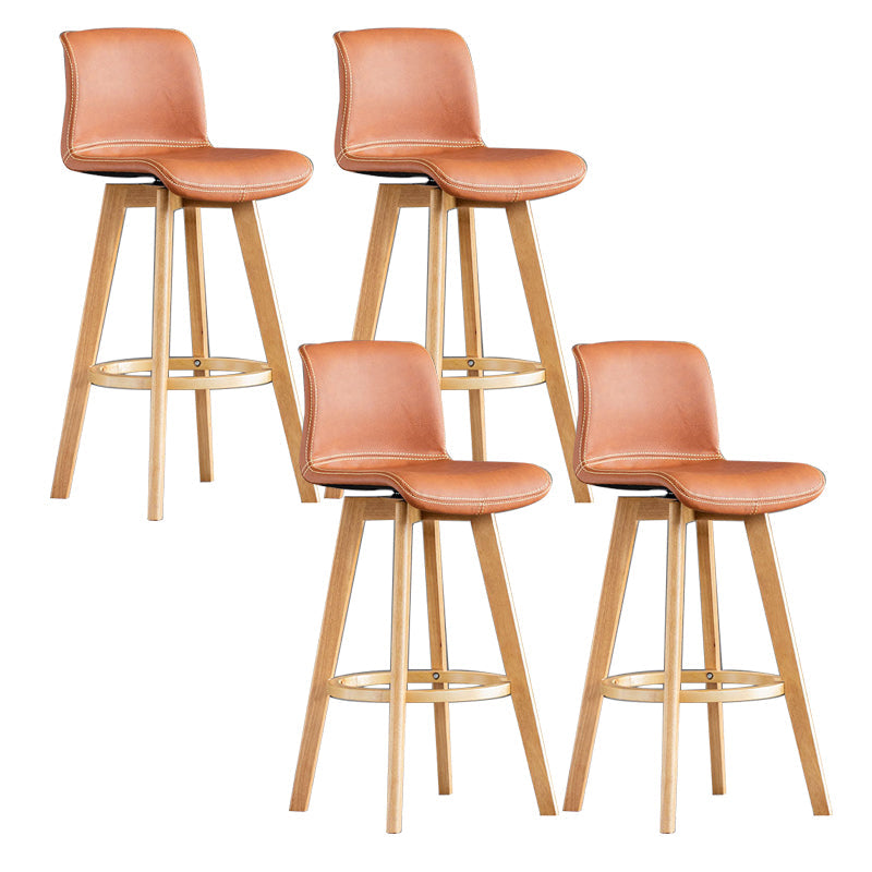 Taburete de bar de cuero con acabado mate y respaldo bajo para el hogar contemporáneo