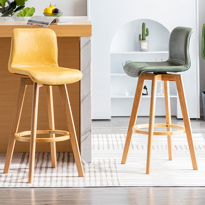Taburete de bar de cuero con acabado mate y respaldo bajo para el hogar contemporáneo