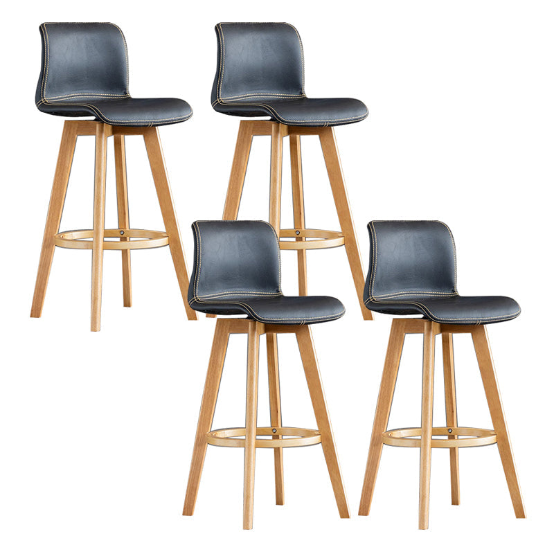 Taburete de bar de cuero con acabado mate y respaldo bajo para el hogar contemporáneo