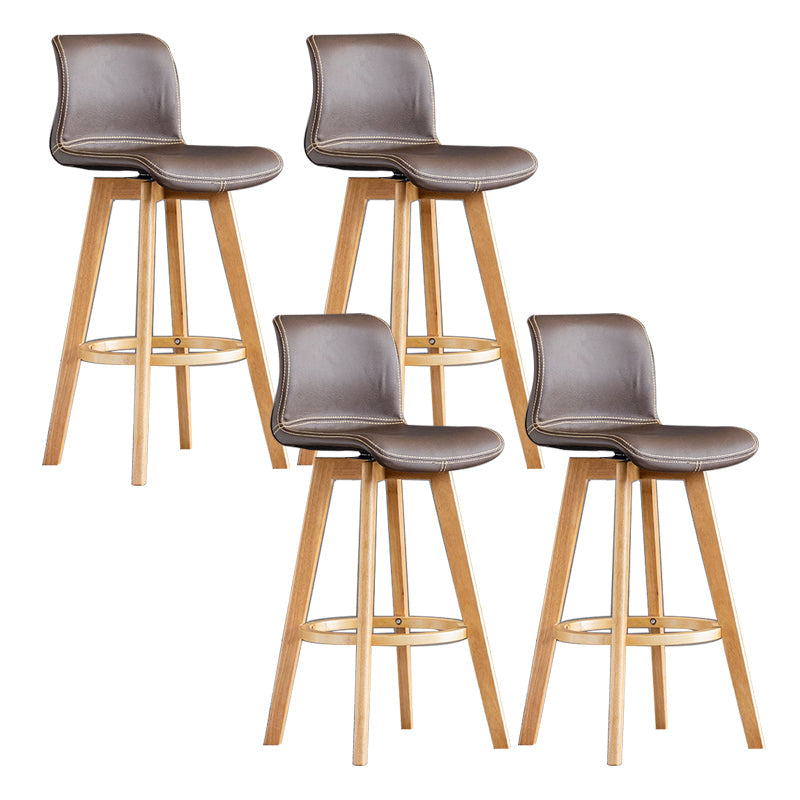 Taburete de bar de cuero con acabado mate y respaldo bajo para el hogar contemporáneo