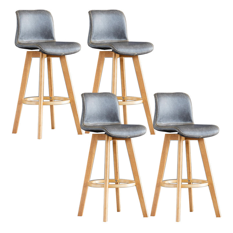 Taburete de bar de cuero con acabado mate y respaldo bajo para el hogar contemporáneo