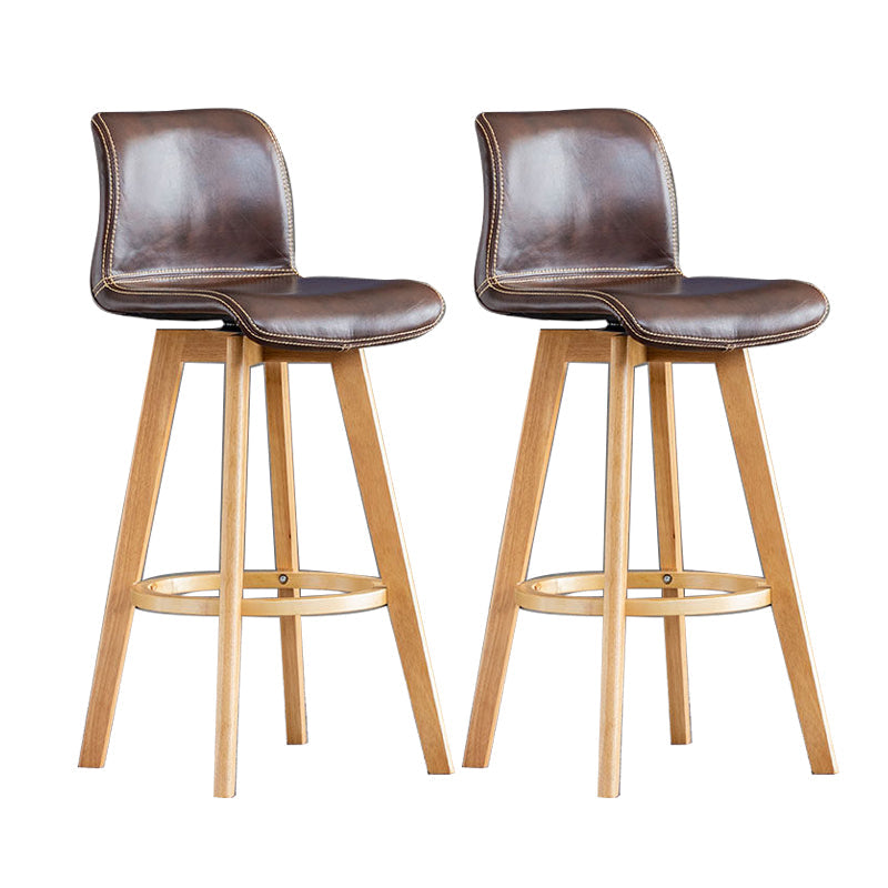 Taburete de bar de cuero con acabado mate y respaldo bajo para el hogar contemporáneo