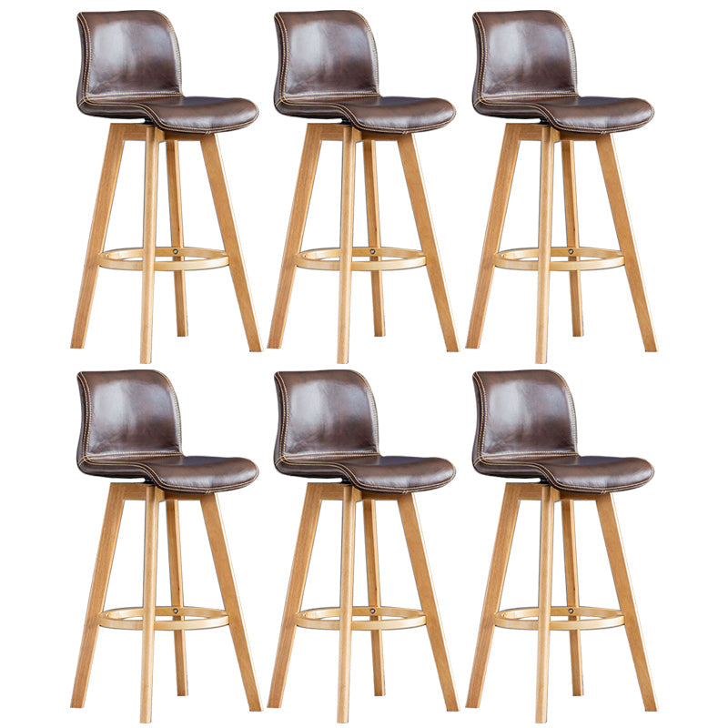 Taburete de bar de cuero con acabado mate y respaldo bajo para el hogar contemporáneo