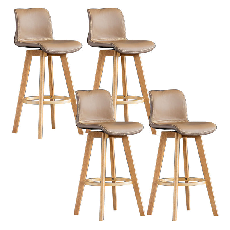 Taburete de bar de cuero con acabado mate y respaldo bajo para el hogar contemporáneo