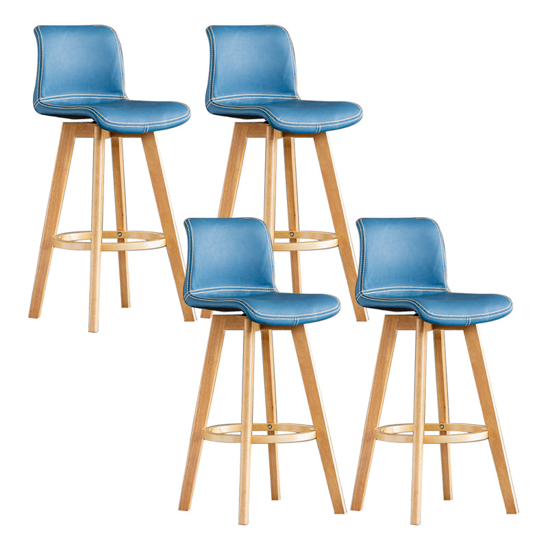Taburete de bar de cuero con acabado mate y respaldo bajo para el hogar contemporáneo