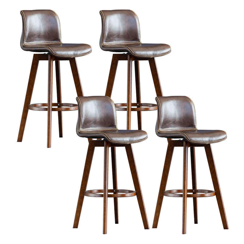 Taburete de bar de cuero con acabado mate y respaldo bajo para el hogar contemporáneo