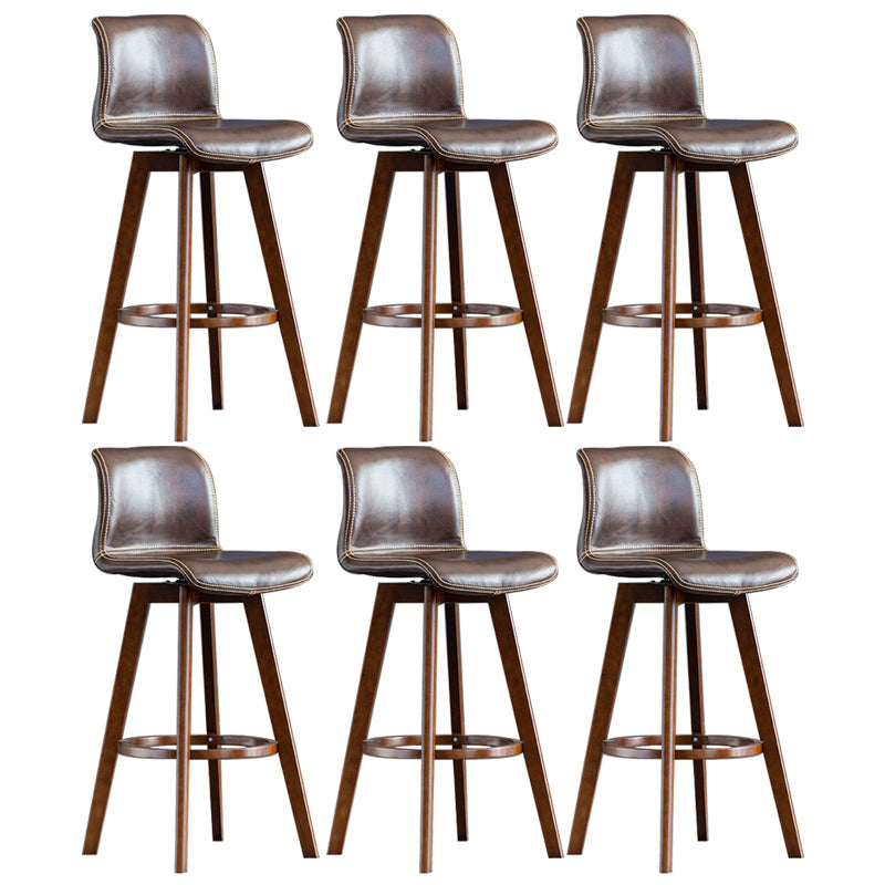Taburete de bar de cuero con acabado mate y respaldo bajo para el hogar contemporáneo
