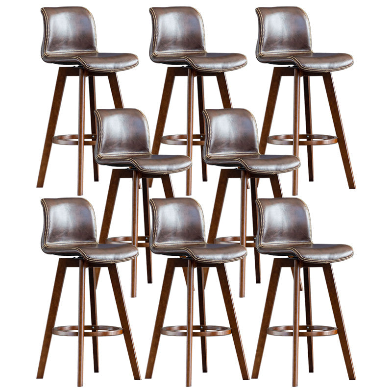Taburete de bar de cuero con acabado mate y respaldo bajo para el hogar contemporáneo