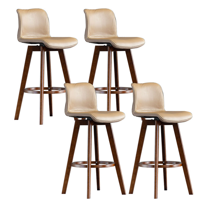 Taburete de bar de cuero con acabado mate y respaldo bajo para el hogar contemporáneo
