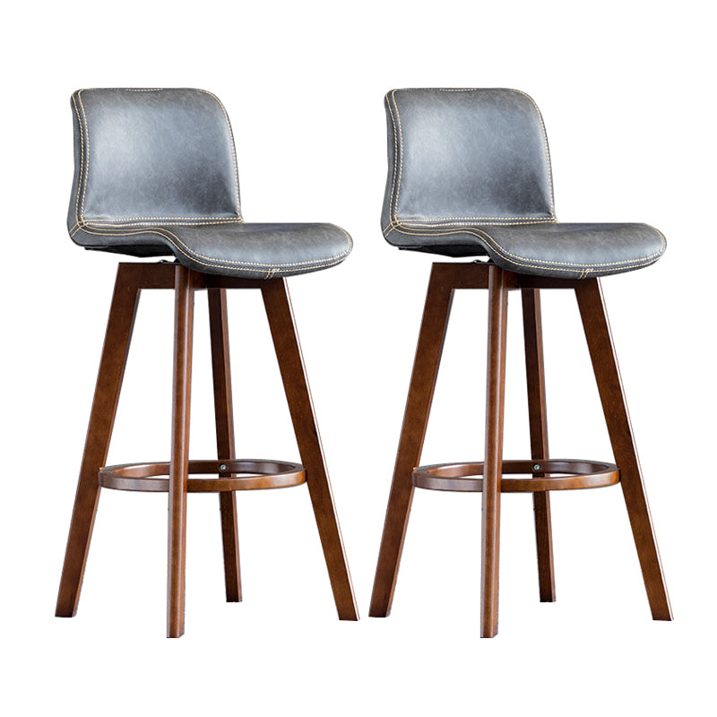 Taburete de bar de cuero con acabado mate y respaldo bajo para el hogar contemporáneo