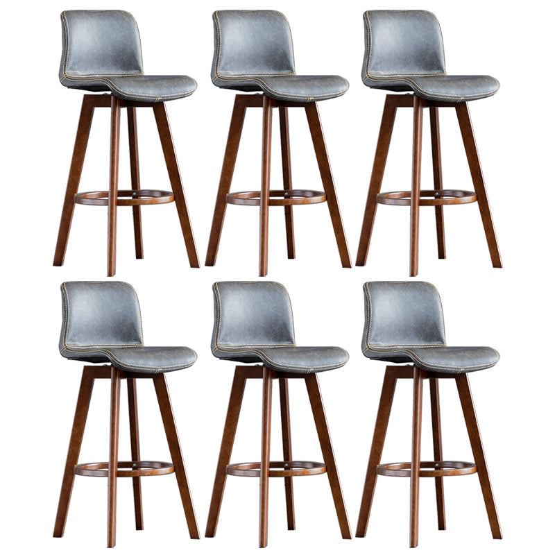 Taburete de bar de cuero con acabado mate y respaldo bajo para el hogar contemporáneo