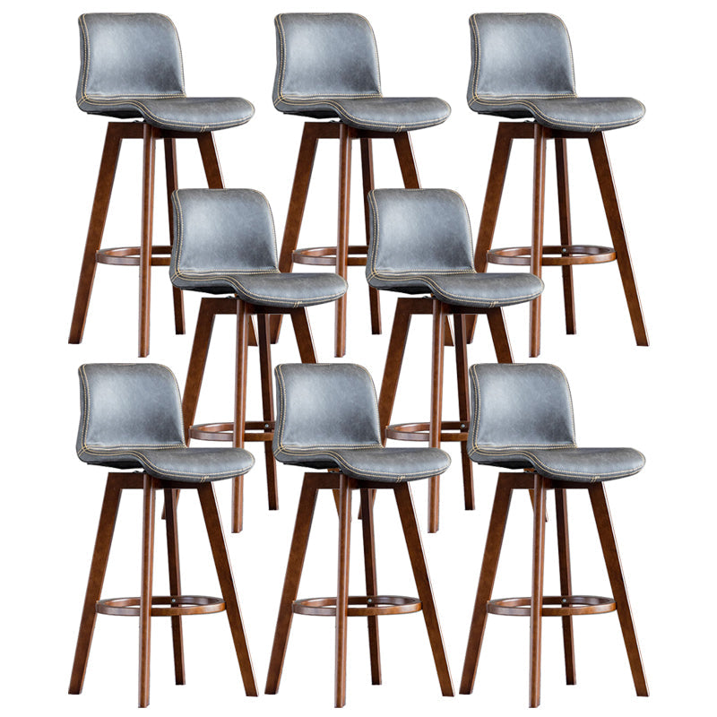 Taburete de bar de cuero con acabado mate y respaldo bajo para el hogar contemporáneo
