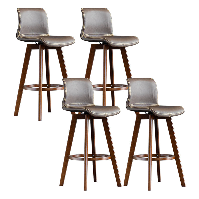 Taburete de bar de cuero con acabado mate y respaldo bajo para el hogar contemporáneo