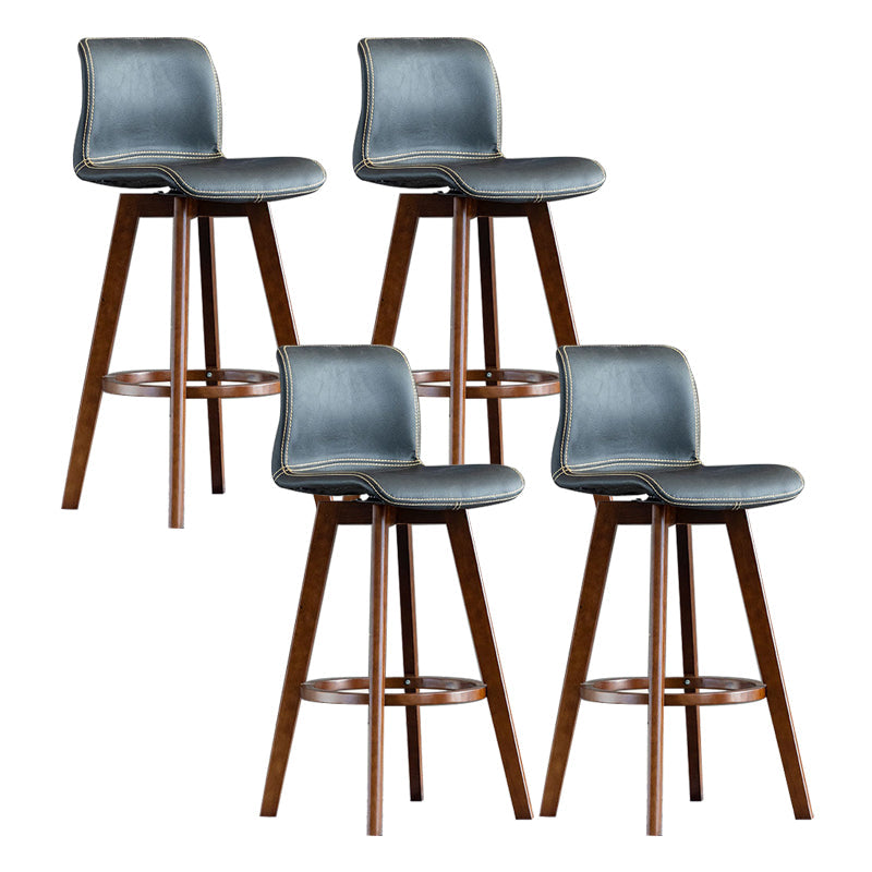 Taburete de bar de cuero con acabado mate y respaldo bajo para el hogar contemporáneo