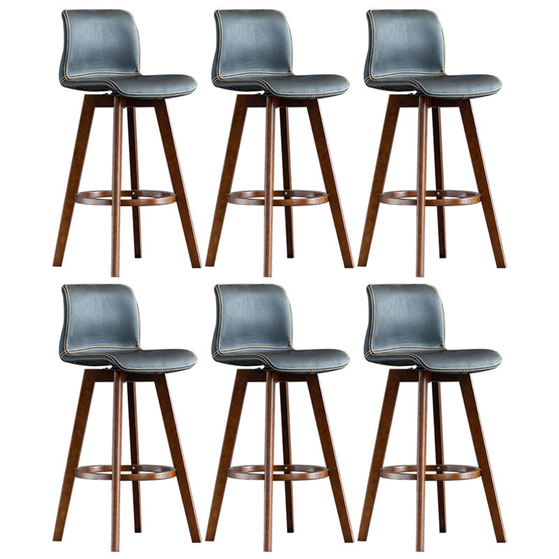 Taburete de bar de cuero con acabado mate y respaldo bajo para el hogar contemporáneo