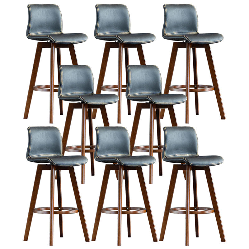 Taburete de bar de cuero con acabado mate y respaldo bajo para el hogar contemporáneo