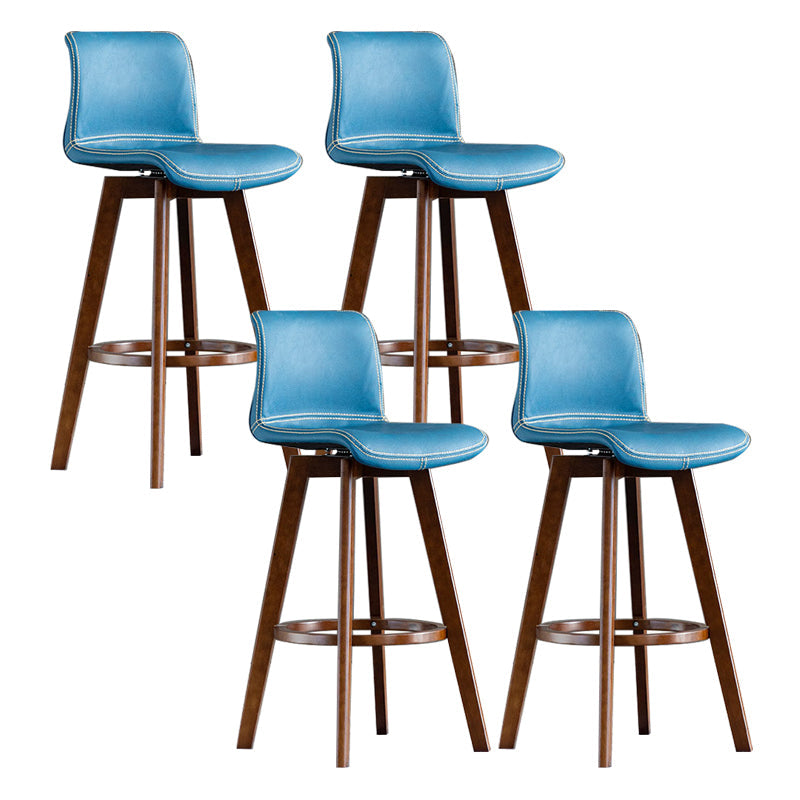 Taburete de bar de cuero con acabado mate y respaldo bajo para el hogar contemporáneo