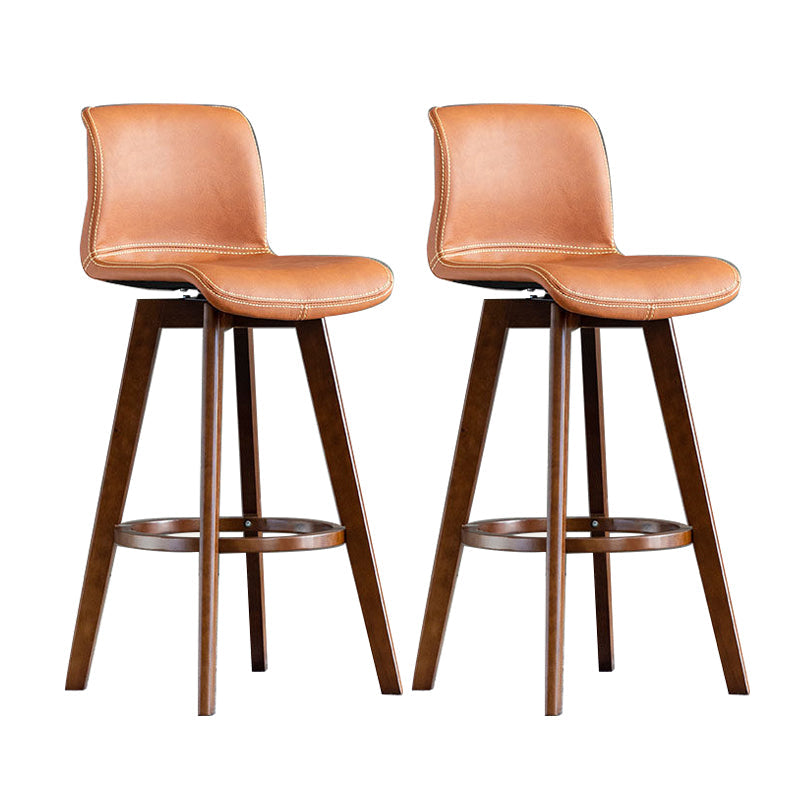 Taburete de bar de cuero con acabado mate y respaldo bajo para el hogar contemporáneo