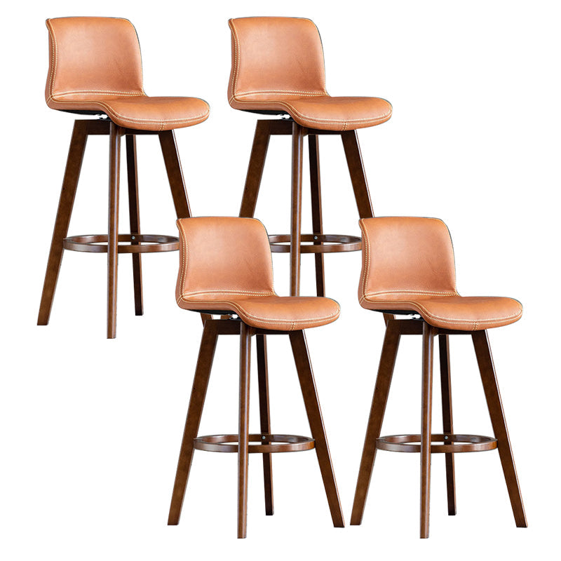 Taburete de bar de cuero con acabado mate y respaldo bajo para el hogar contemporáneo