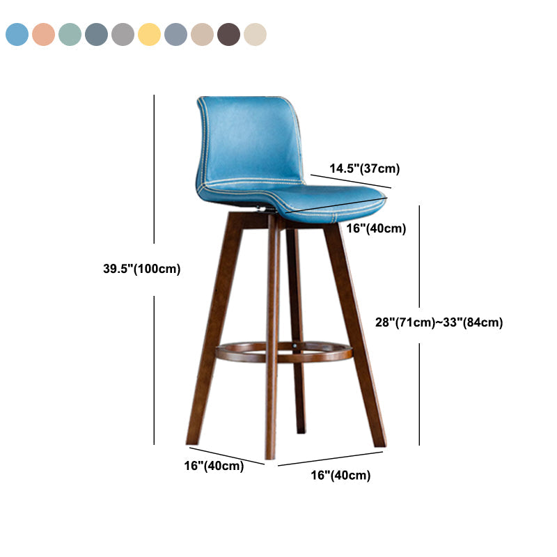 Taburete de bar de cuero con acabado mate y respaldo bajo para el hogar contemporáneo