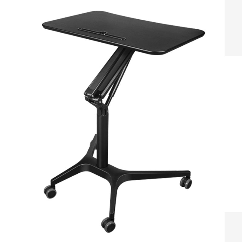Modern with Caster Wheels Standing Desk H-Shape Metal Base Home or Office Desk Black Clearhalo 'furn' 'furn_office_desk' 'Furniture' 'Office Desks' 'Office Furniture' 'office_desk' 6046594