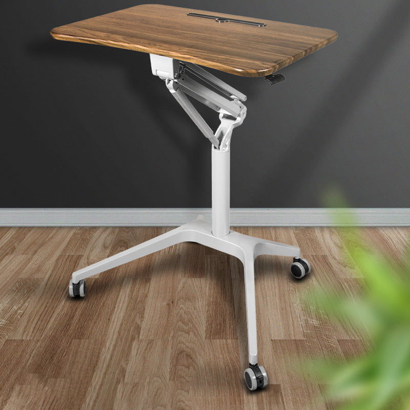 Modern with Caster Wheels Standing Desk H-Shape Metal Base Home or Office Desk Clearhalo 'furn' 'furn_office_desk' 'Furniture' 'Office Desks' 'Office Furniture' 'office_desk' 6046595