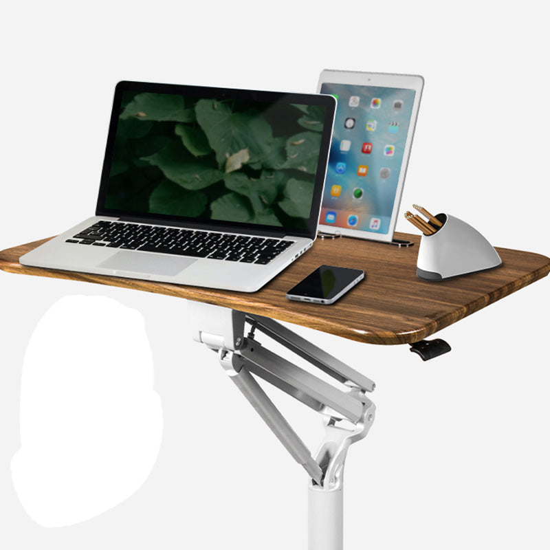 Modern with Caster Wheels Standing Desk H-Shape Metal Base Home or Office Desk Clearhalo 'furn' 'furn_office_desk' 'Furniture' 'Office Desks' 'Office Furniture' 'office_desk' 6046604