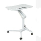 Modern with Caster Wheels Standing Desk H-Shape Metal Base Home or Office Desk White Clearhalo 'furn' 'furn_office_desk' 'Furniture' 'Office Desks' 'Office Furniture' 'office_desk' 6046607