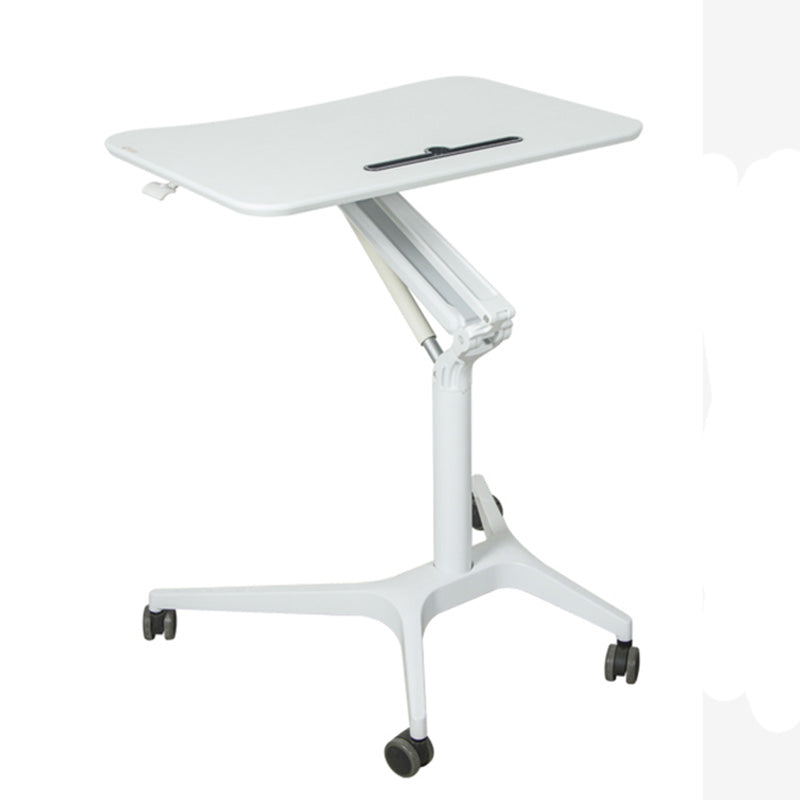 Modern with Caster Wheels Standing Desk H-Shape Metal Base Home or Office Desk White Clearhalo 'furn' 'furn_office_desk' 'Furniture' 'Office Desks' 'Office Furniture' 'office_desk' 6046607