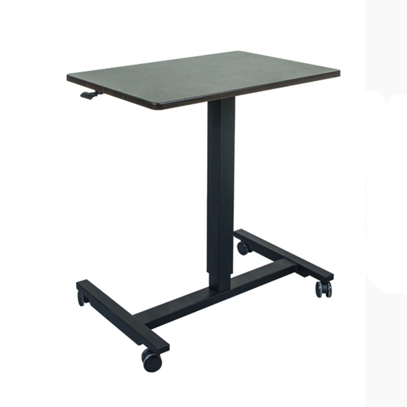 Modern with Caster Wheels Standing Desk H-Shape Metal Base Home or Office Desk Textured Black Clearhalo 'furn' 'furn_office_desk' 'Furniture' 'Office Desks' 'Office Furniture' 'office_desk' 6046609