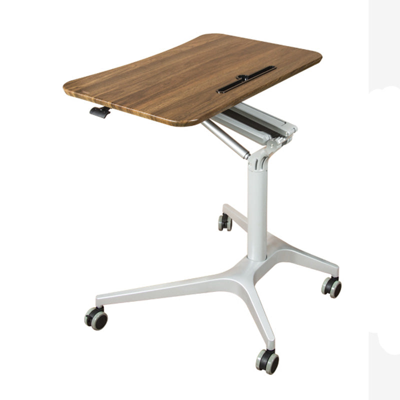 Modern with Caster Wheels Standing Desk H-Shape Metal Base Home or Office Desk Walnut-Grey Clearhalo 'furn' 'furn_office_desk' 'Furniture' 'Office Desks' 'Office Furniture' 'office_desk' 6046611