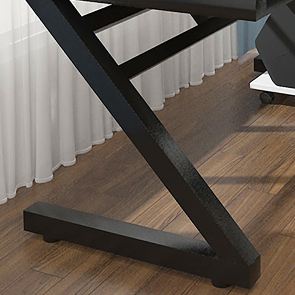 Contemporary Glass Computer Desk with Cable Management Writing Desk Clearhalo 'furn' 'furn_office_desk' 'Furniture' 'Office Desks' 'Office Furniture' 'office_desk' 6046693