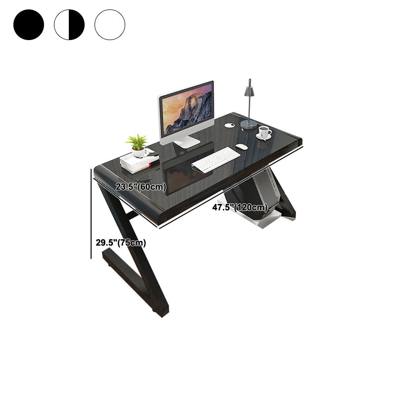 Contemporary Glass Computer Desk with Cable Management Writing Desk Clearhalo 'furn' 'furn_office_desk' 'Furniture' 'Office Desks' 'Office Furniture' 'office_desk' 6046695