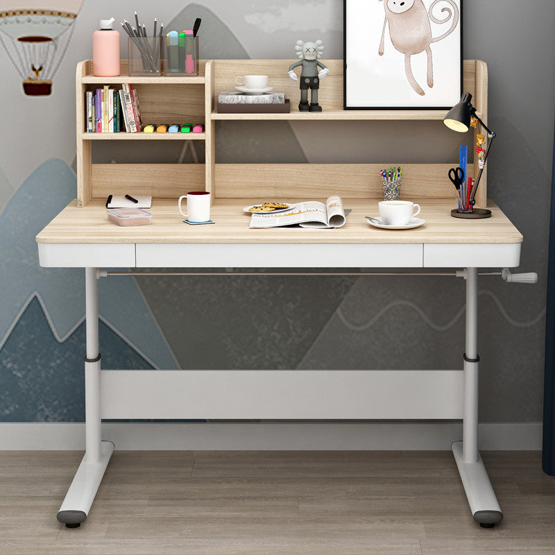 Contemporary Wooden Writing Desk 51.2"H Adjustable Desk for Home Natural Clearhalo 'furn' 'furn_office_desk' 'Furniture' 'Office Desks' 'Office Furniture' 'office_desk' 6046702