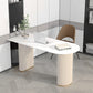 Contemporary Oval Marble Office Desk for Home or Office Writing Desk White White Clearhalo 'furn' 'furn_office_desk' 'Furniture' 'Office Desks' 'Office Furniture' 'office_desk' 6046734