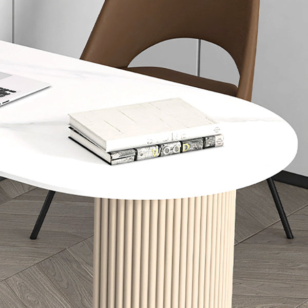 Contemporary Oval Marble Office Desk for Home or Office Writing Desk Clearhalo 'furn' 'furn_office_desk' 'Furniture' 'Office Desks' 'Office Furniture' 'office_desk' 6046737