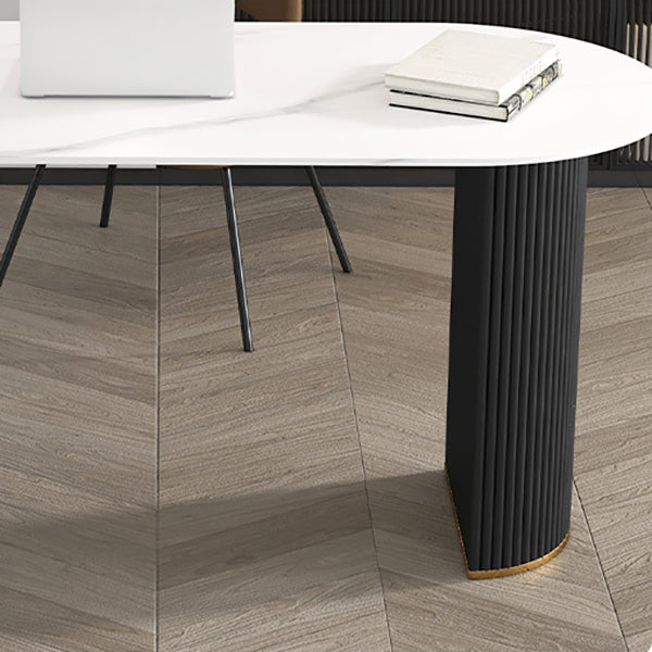 Contemporary Oval Marble Office Desk for Home or Office Writing Desk Clearhalo 'furn' 'furn_office_desk' 'Furniture' 'Office Desks' 'Office Furniture' 'office_desk' 6046739