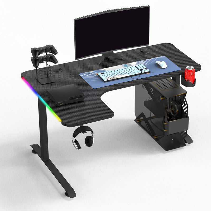 Escritorio de computadora de madera contemporánea escritorio de juegos en forma de L para casa