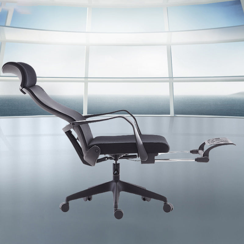 Contemporary Arm Chair Fixed Arm Adjustable Seat Height Swivel Footrest Black Office Chair Clearhalo 'furn' 'furn_office_chair' 'Furniture' 'Office Chairs' 'Office Furniture' 'office_chair' 6046959
