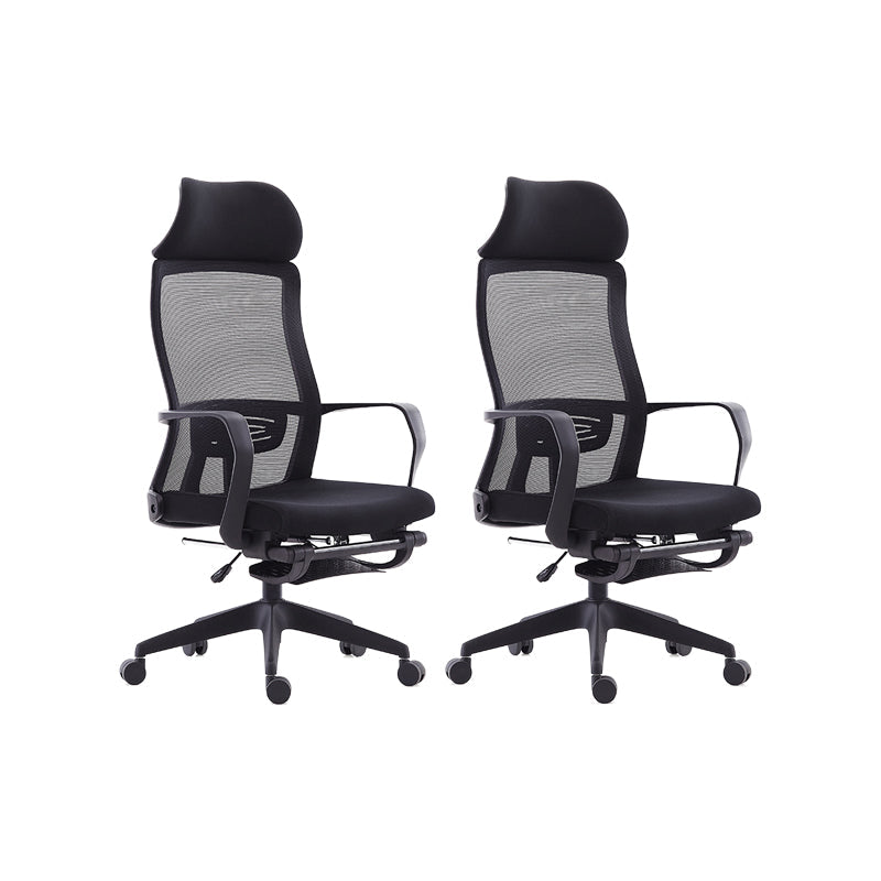 Contemporary Arm Chair Fixed Arm Adjustable Seat Height Swivel Footrest Black Office Chair 2 Piece Set Clearhalo 'furn' 'furn_office_chair' 'Furniture' 'Office Chairs' 'Office Furniture' 'office_chair' 6046960