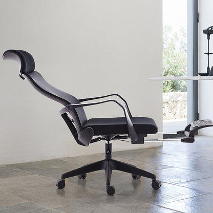Contemporary Arm Chair Fixed Arm Adjustable Seat Height Swivel Footrest Black Office Chair 1 Piece Clearhalo 'furn' 'furn_office_chair' 'Furniture' 'Office Chairs' 'Office Furniture' 'office_chair' 6046961
