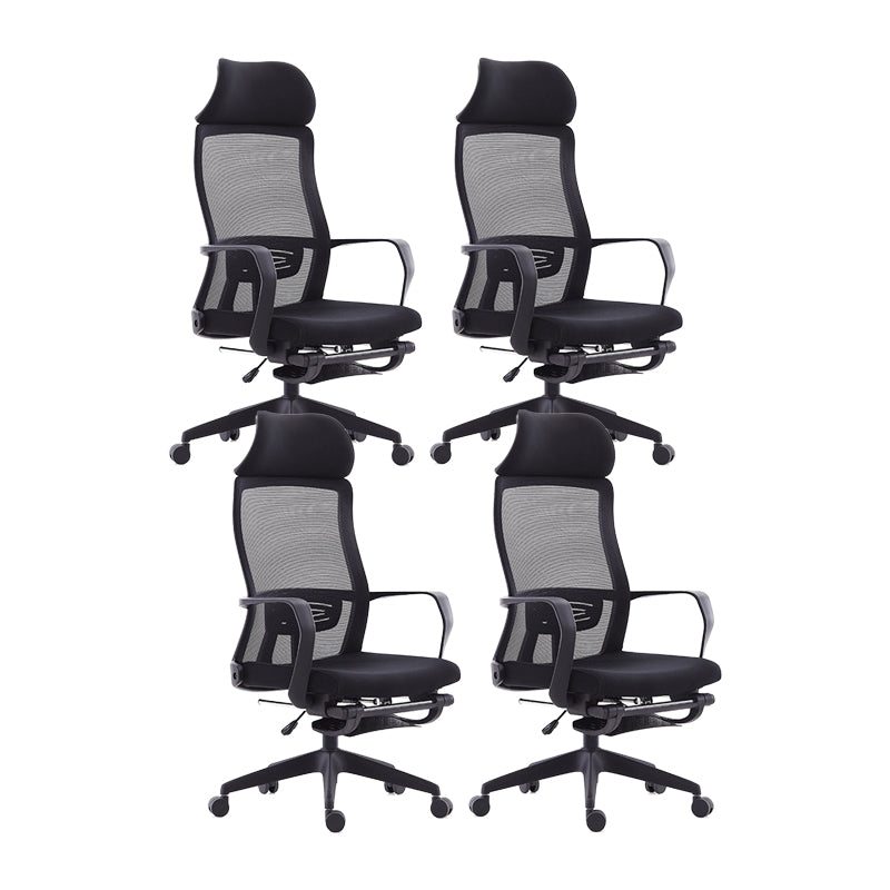 Contemporary Arm Chair Fixed Arm Adjustable Seat Height Swivel Footrest Black Office Chair 4 Piece Set Clearhalo 'furn' 'furn_office_chair' 'Furniture' 'Office Chairs' 'Office Furniture' 'office_chair' 6046962