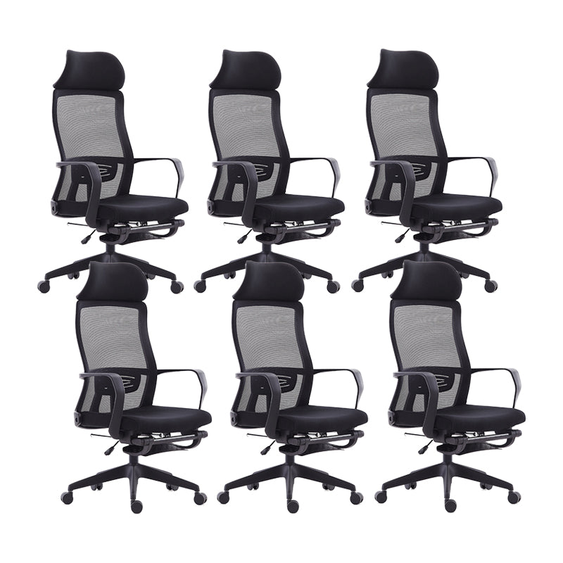 Contemporary Arm Chair Fixed Arm Adjustable Seat Height Swivel Footrest Black Office Chair 6 Piece Set Clearhalo 'furn' 'furn_office_chair' 'Furniture' 'Office Chairs' 'Office Furniture' 'office_chair' 6046963