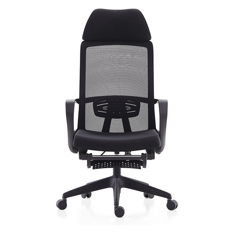 Contemporary Arm Chair Fixed Arm Adjustable Seat Height Swivel Footrest Black Office Chair Clearhalo 'furn' 'furn_office_chair' 'Furniture' 'Office Chairs' 'Office Furniture' 'office_chair' 6046964