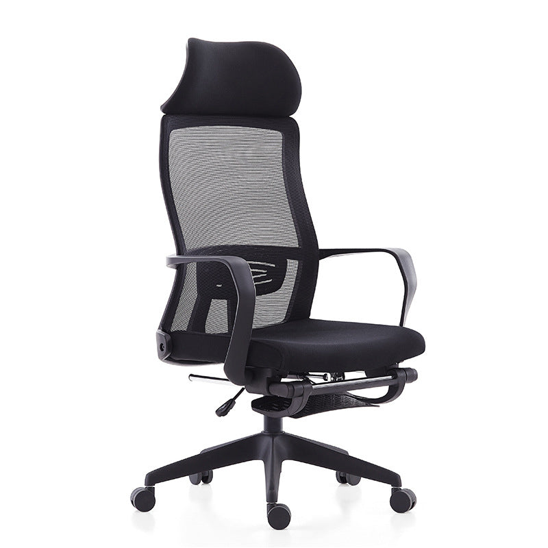 Contemporary Arm Chair Fixed Arm Adjustable Seat Height Swivel Footrest Black Office Chair Clearhalo 'furn' 'furn_office_chair' 'Furniture' 'Office Chairs' 'Office Furniture' 'office_chair' 6046967