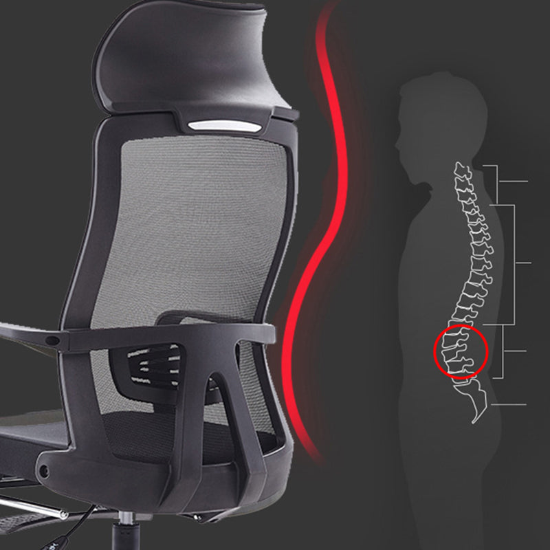 Contemporary Arm Chair Fixed Arm Adjustable Seat Height Swivel Footrest Black Office Chair Clearhalo 'furn' 'furn_office_chair' 'Furniture' 'Office Chairs' 'Office Furniture' 'office_chair' 6046968