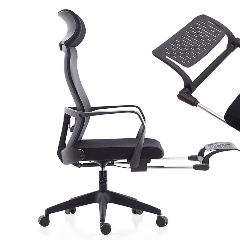 Contemporary Arm Chair Fixed Arm Adjustable Seat Height Swivel Footrest Black Office Chair Clearhalo 'furn' 'furn_office_chair' 'Furniture' 'Office Chairs' 'Office Furniture' 'office_chair' 6046969