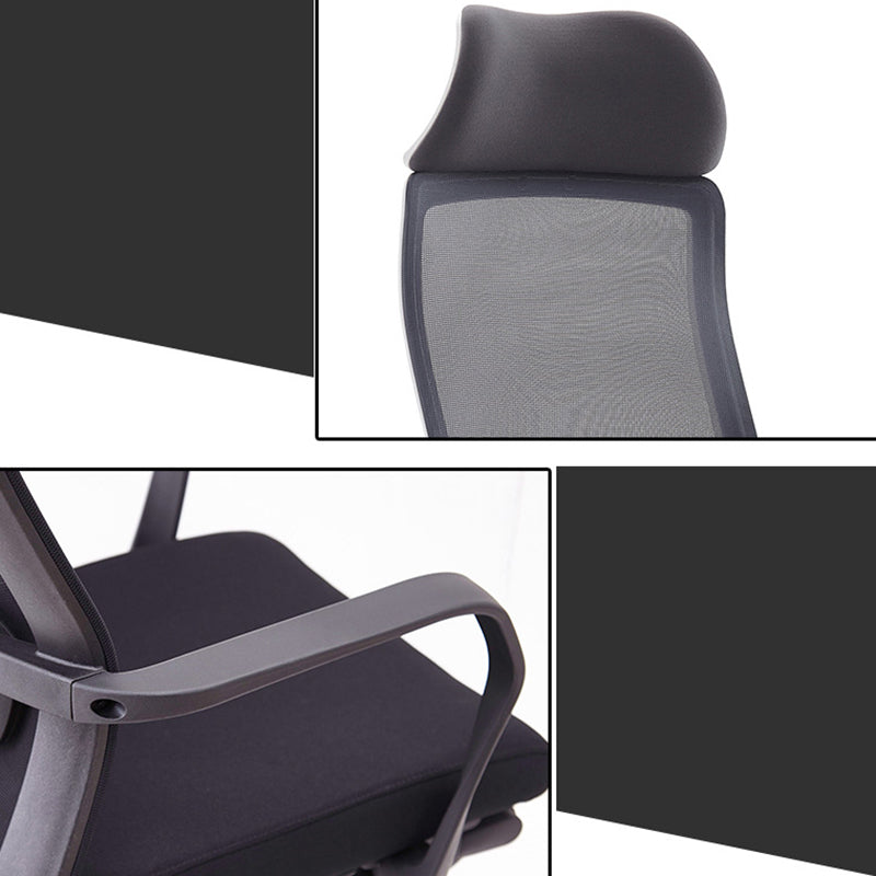 Contemporary Arm Chair Fixed Arm Adjustable Seat Height Swivel Footrest Black Office Chair Clearhalo 'furn' 'furn_office_chair' 'Furniture' 'Office Chairs' 'Office Furniture' 'office_chair' 6046970