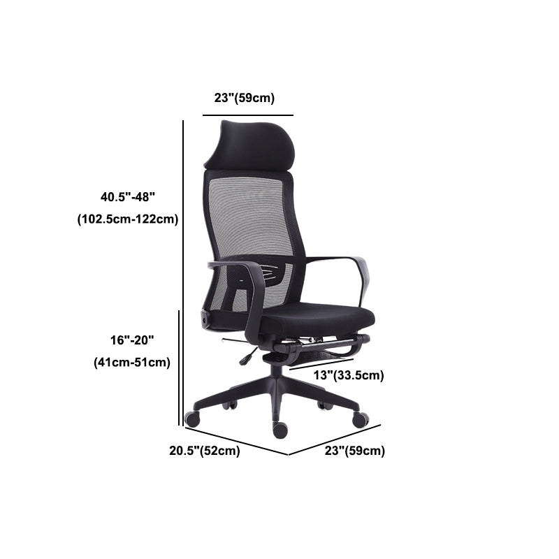 Contemporary Arm Chair Fixed Arm Adjustable Seat Height Swivel Footrest Black Office Chair Clearhalo 'furn' 'furn_office_chair' 'Furniture' 'Office Chairs' 'Office Furniture' 'office_chair' 6046971