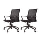 Modern Desk Chair Mesh Computer Chair Fixed Arm Office Chair Black 2 Piece Set Clearhalo 'furn' 'furn_office_chair' 'Furniture' 'Office Chairs' 'Office Furniture' 'office_chair' 6046973